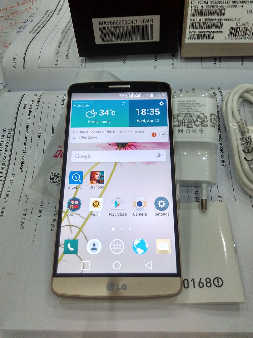 Bán G3 2SIM D858HK fullbox mua ngày 17/4/2015 bảo hành nguồn+MH+CƯ 12 tháng - 1