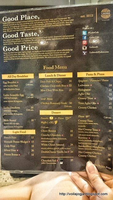 Ledre Cafe Yogyakarta Menu