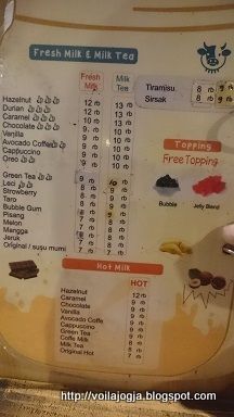 Cracow Milk Yogyakarta Menu