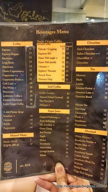 Ledre Cafe Yogyakarta Menu