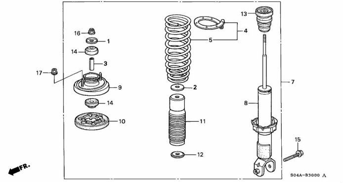 96 - 00 HONDA CIVIC REAR LOWER SHOCK ABSORBER SUSPENSION BOLT 90173-SR3-003