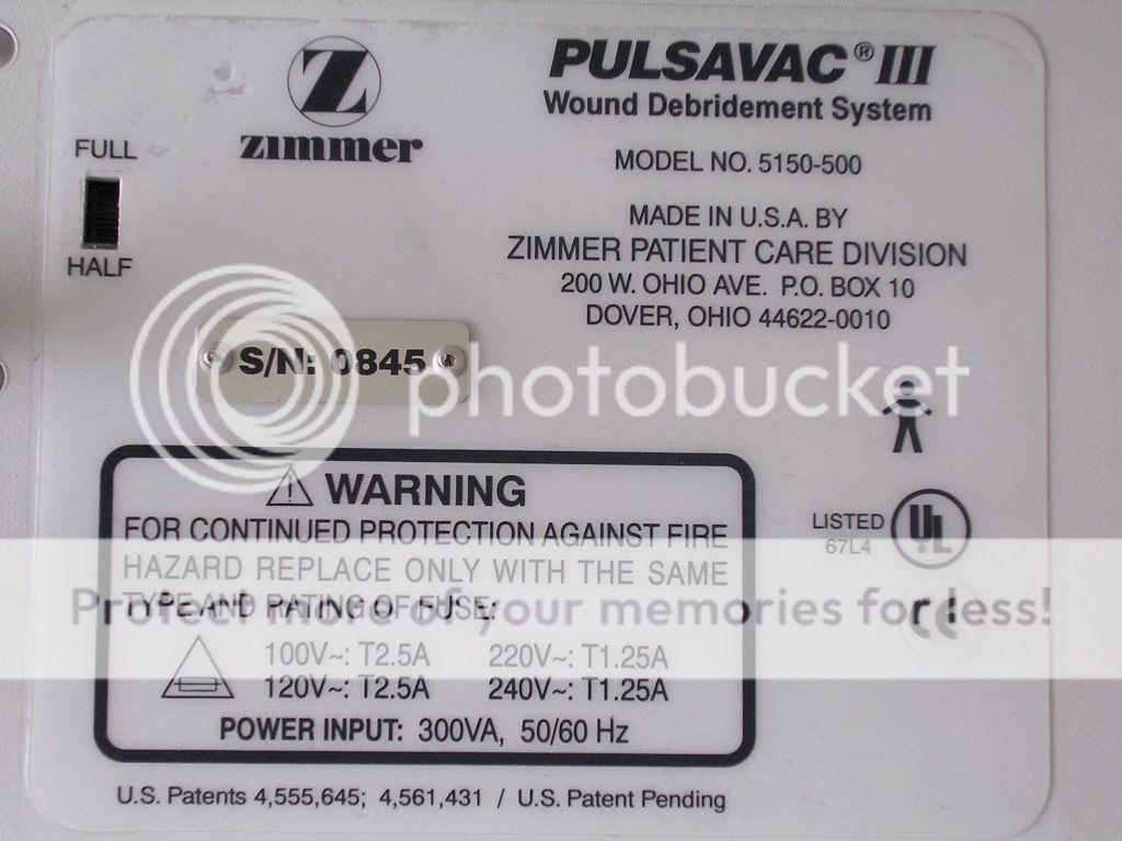 ZIMMER Pulsavac III Wound Debridement System  