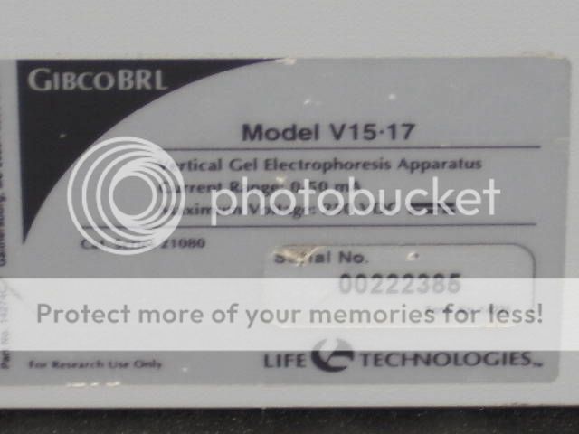 Life Technologies Gibco BRL V15.17 Verticle Gel Electrophoresis  